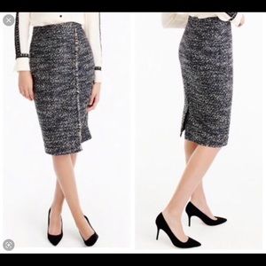 J. Crew navy tweed fake wrap skirt Sz 12